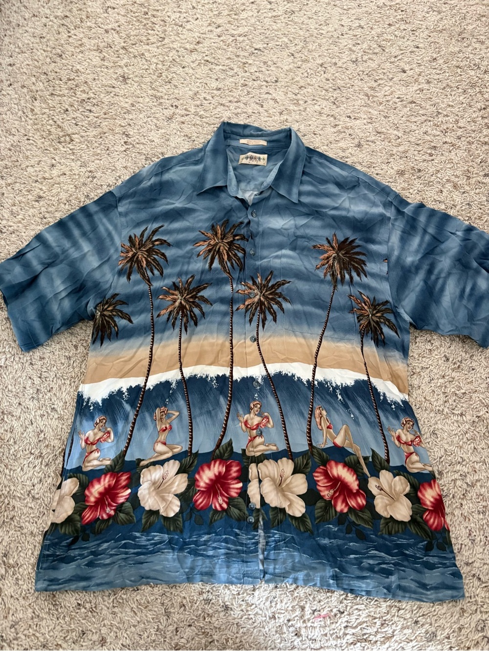Men's Vintage Campia Moda Hawaiian Beach Vacation Shirt XL 100% Rayon Button-Up
